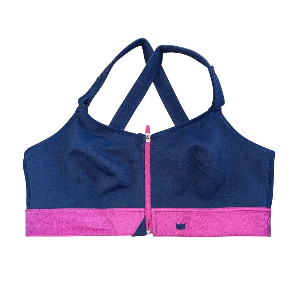 Shefit Ultimate Sports Bra Womens 3Lux Blue Pink Excellent High Impact Zip Front